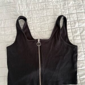 Wild Fable Black Ribbed Tank Top with Zipper
